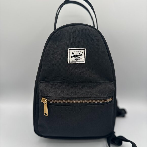 🎒 **Herschel Nova Mini Backpack - Black with Gold Zippers** - Picture 1 of 9